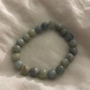 Semiprecious aquamarine beaded charm bracelet